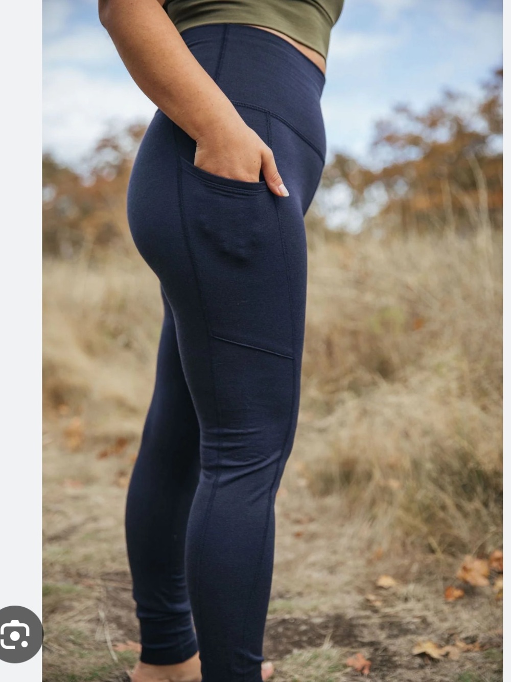Woolx Piper Pocket Legging Navy Blue Womens Large